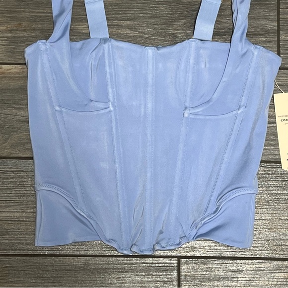NWT FREE PEOPLE x HAH Knock Out Corset boudoir Top Size XL Blue Periwinkle - Picture 5 of 12